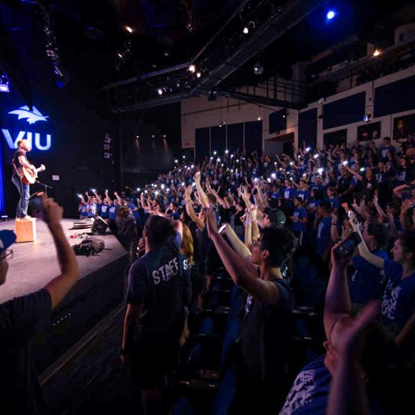 Keynote speaker during VIU student orientation