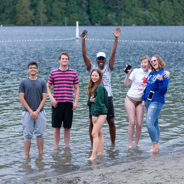 Viu Students at beach during residence orientation