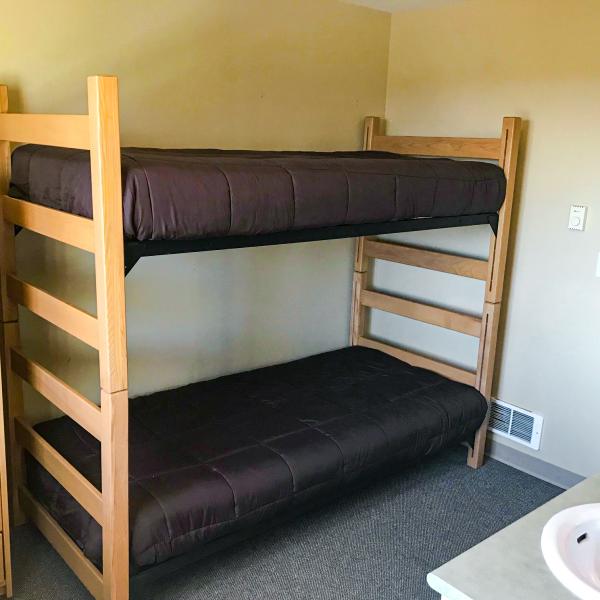 bunked beds inside townhouse double
