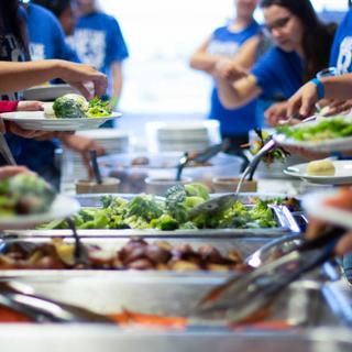 Salmon Dinner during viu residence orientation