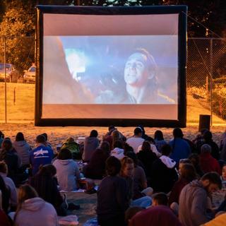 Movie night during viu residence student orientation 