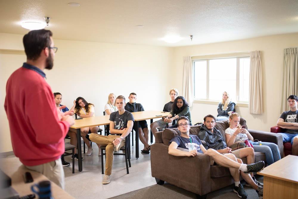 Floor meeting in the common room 