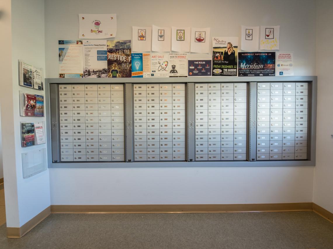 Mailroom at VIU Residence in cedar centre