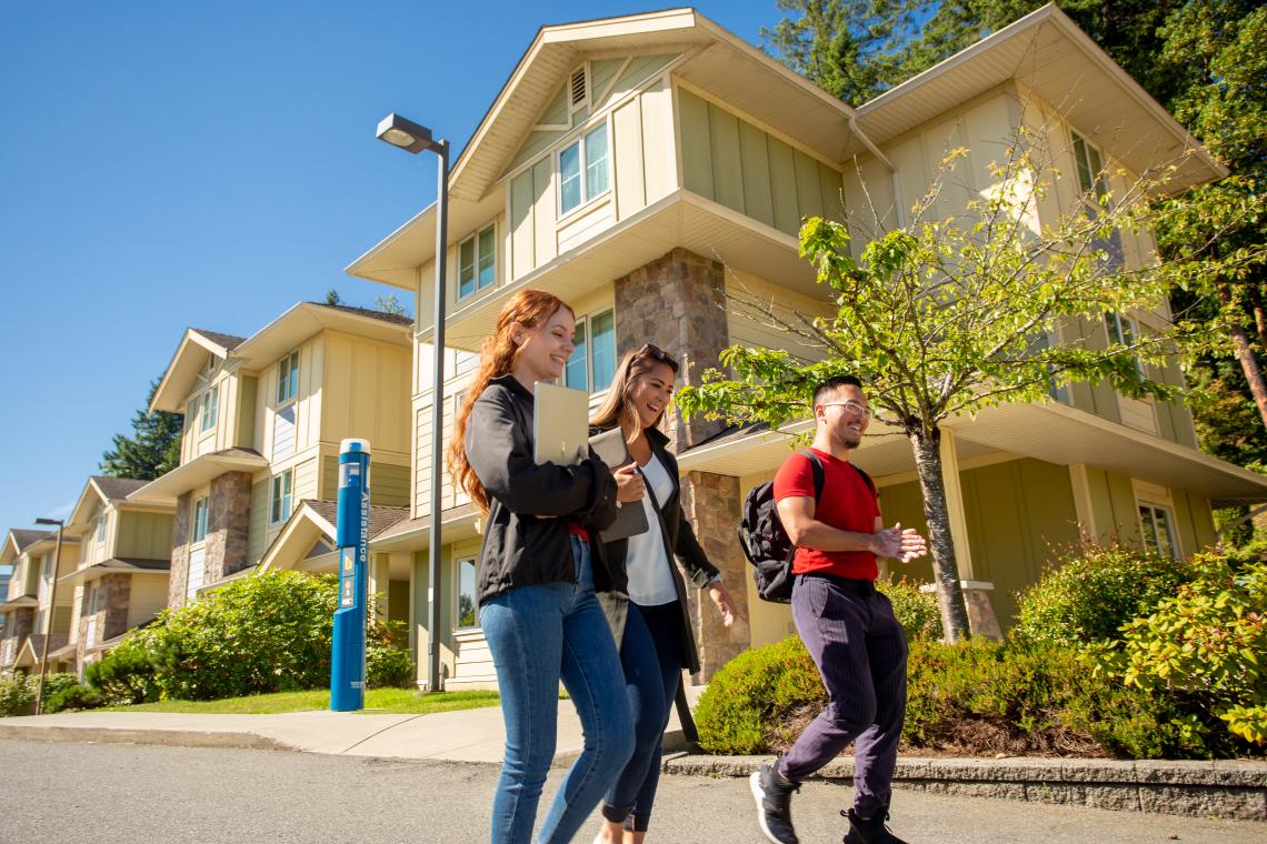 Students walking on residences 